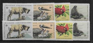 Scott 1464 - 67 Us Stamp Wildlife 8 Cent 2 Seat Mnh