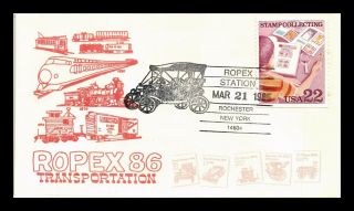 Us Cover Ropex 86 Transportation Rochester York Stamp Collecting
