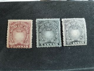 Kenya - British Kut Stamps - East Africa Issue 41/2a,  5a&71/2a