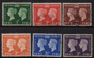 1840 - 1940 Centenary Set Of 6 Very Fine Quality No Faults