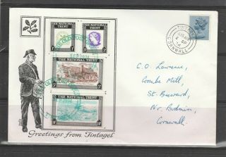 Gb Local Cover,  1974 The National Trust At Tintagel,  Hand Addressed
