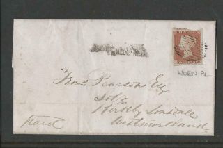 Gb Qv 1d Red Imperf Worn Plt.  68 On 1848 Entire With Straight Line Kirbylonsdale
