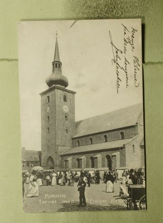 DR WHO 1907 DENMARK HORSENS CHURCH POSTCARD TO COPENHAGEN e48866 3