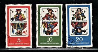 Hick Girl Stamp - German - Ddr Stamp Sc 941 - 43 1967 Playing Cards R840