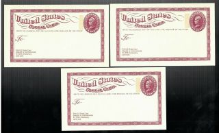 3 Vintage 1873 - 1973 First U.  S.  Postal Card Commemorative 100 Year Anniversary