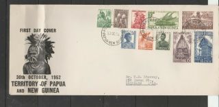 Papua & Guinea 1952 Fdc,  Defs To 1/ -,  Typed Address