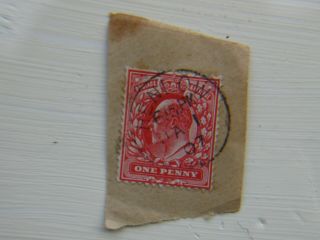 Edward 7th 1d Red On Piece With Fine Thimble Cancel Of Henlow
