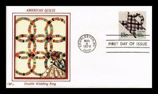 Dr Jim Stamps Us American Quilts Double Wedding Ring Western Silk Fdc Cover
