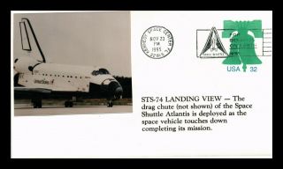 Us Cover Space Shuttle Atlantis Sts - 74 Landing Pasted On Cachet