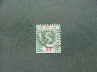 Straits Settlements Kgv 1914 $1 Black & Red On Blue Sg210 G - Fu