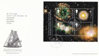 Gb 2002 Astronomy Minisheet Fdc Edinburgh Cds With Enclosure Vgc
