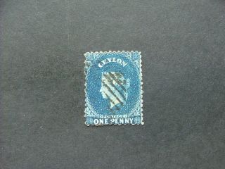 Ceylon Qv 1867 1d Deep Blue Sg63b Gu