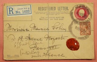 Dr Who 1922 Gb Uprated Registered Letter London To France 118891