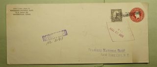 Dr Who 1926 Brownsville Tx Registered Uprated Stationery To Ny Le45993