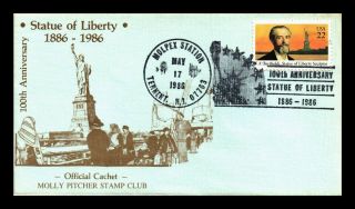 Dr Jim Stamps Us Molpex Event Statue Of Liberty Cover Tennent Jersey 1986
