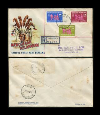 Malaya/malaysia 1963 Freedom From Hunger Fdc Registered Locally In Singapore.