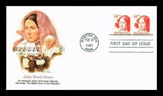 Dr Jim Stamps Us Julia Ward Howe First Day Fleetwood Cover Pair Boston