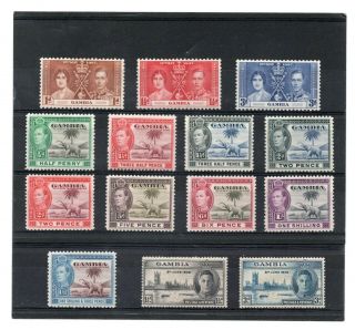 Gambia Gv1 1937 - 46 Range 14 Vals.  To 1s.  3d.  Hh.  C.  £31.  75