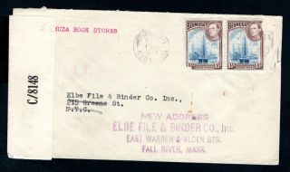 Bermuda - 1943 Kgvi Airmail Censor Cover To York,  Usa,  Redirected