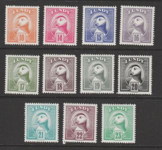 Gb Qe Lundy Regional Set Of 11 Stamps Mnh