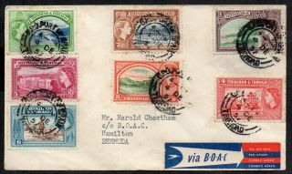 Trinidad & Tobago - 1957 Boac Airmail Cover To Bermuda With Qe2 Values To 8c