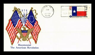 Dr Jim Stamps Us Bicentennial Era State Flags Texas Fdc Boerger Souvenir Card