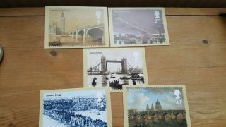 Full Set Of Five Gb The Bridges Of London Post Office Postcards Phq 245