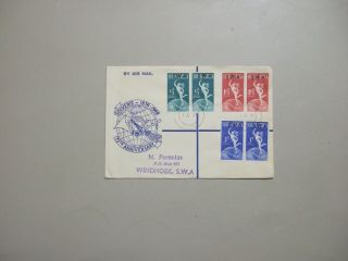 Upu 1949 Anniversary Fdc With Pair Overprint Set Swa On South Africa Stamps