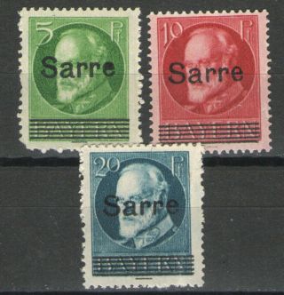 Germany - Saar 1920 Sc 21,  23 & 26 Mnh G/vg - 1920 Saar Overprints