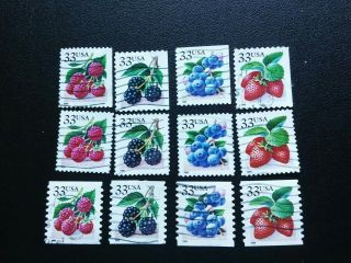 58.  Berries 3 Sets Of 4.  Stamps
