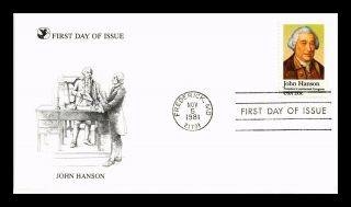 Dr Jim Stamps Us John Hanson Continental Congress Fdc Cover Frederick