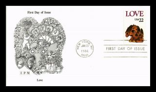 Us First Day Cover Love Puppy Dog Ipm Cachet