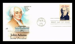 Dr Jim Stamps Us President John Adams Ameripex First Day Cover Chicago