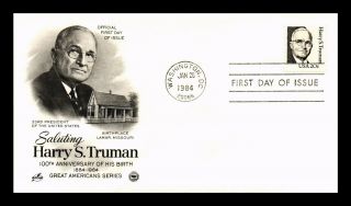 Dr Jim Stamps Us President Harry S Truman Birth Centennial Fdc Cover
