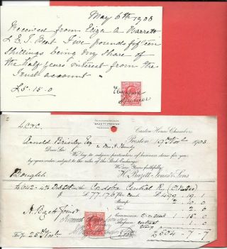Old Stamped Documents - 1903 & 1908 With 1d King Edward Vii Stamps