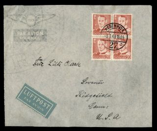 Dr Who 1948 Denmark Copenhagen Airmail To Usa Portrait Block E71679
