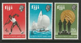 Fiji 1969 South Pacific Games Set Sg 411 - 413 Mnh.