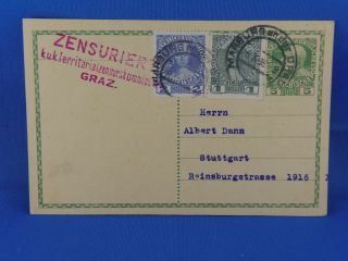 Austria Old Postal Stationery 1916 Uprated Graz Censor To Germany (n8/15)