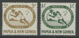 Papua Guinea Sg49/50 1963 South Pacific Games Mnh