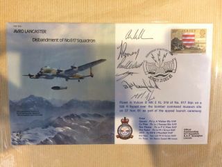First Day Cover Avro Lancaster Disbandment Of 617 Squadron Signed By Crew