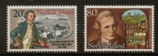 Norfolk Island Sg218/9 1978 Birth Anniv Of Captain Cook Mnh