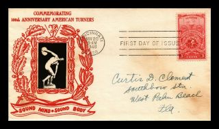 Dr Jim Stamps Us American Turners Fdc Cover Scott 979 Crosby Photo Cachet