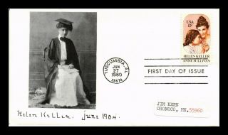 Dr Jim Stamps Us Helen Keller Anne Sullivan Fdc Cover Tuscumbia