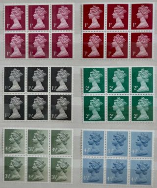 Gb Qeii Selection Of Early Decimal Machin Definitives In Blocks Of 6 Mnh