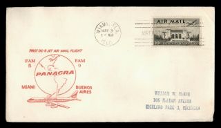 Dr Who 1960 Miami Fl To Buenos Aires Panagra First Flight Fam 5 Air Mail C118839