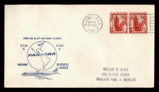 Dr Who 1960 Miami Fl To Buenos Aires First Flight Fam 5 Air Mail Panagra C118838