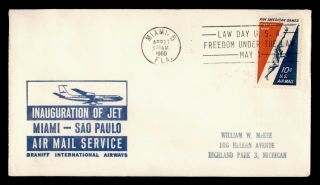 Dr Who 1960 Miami Fl To Sao Paulo First Flight Air Mail Braniff C118836