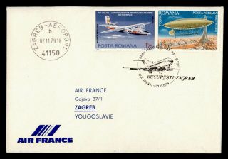 Dr Who 1979 Romania First Flight Air France To Zagreb Yugoslavia E70126