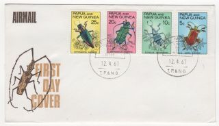 1967 Papua Guinea First Day Cover Beetles Conservation Sg109/112