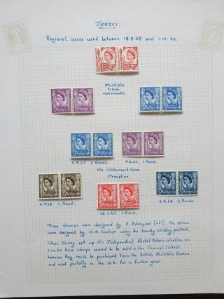 Gb Jersey 1958 Definitives On Album Page.  Watermark And Phosphor Bands.  Mint/mnh